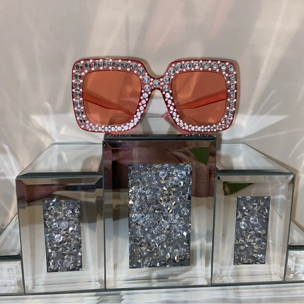 Crystal-Embellished Pink Sunglasses